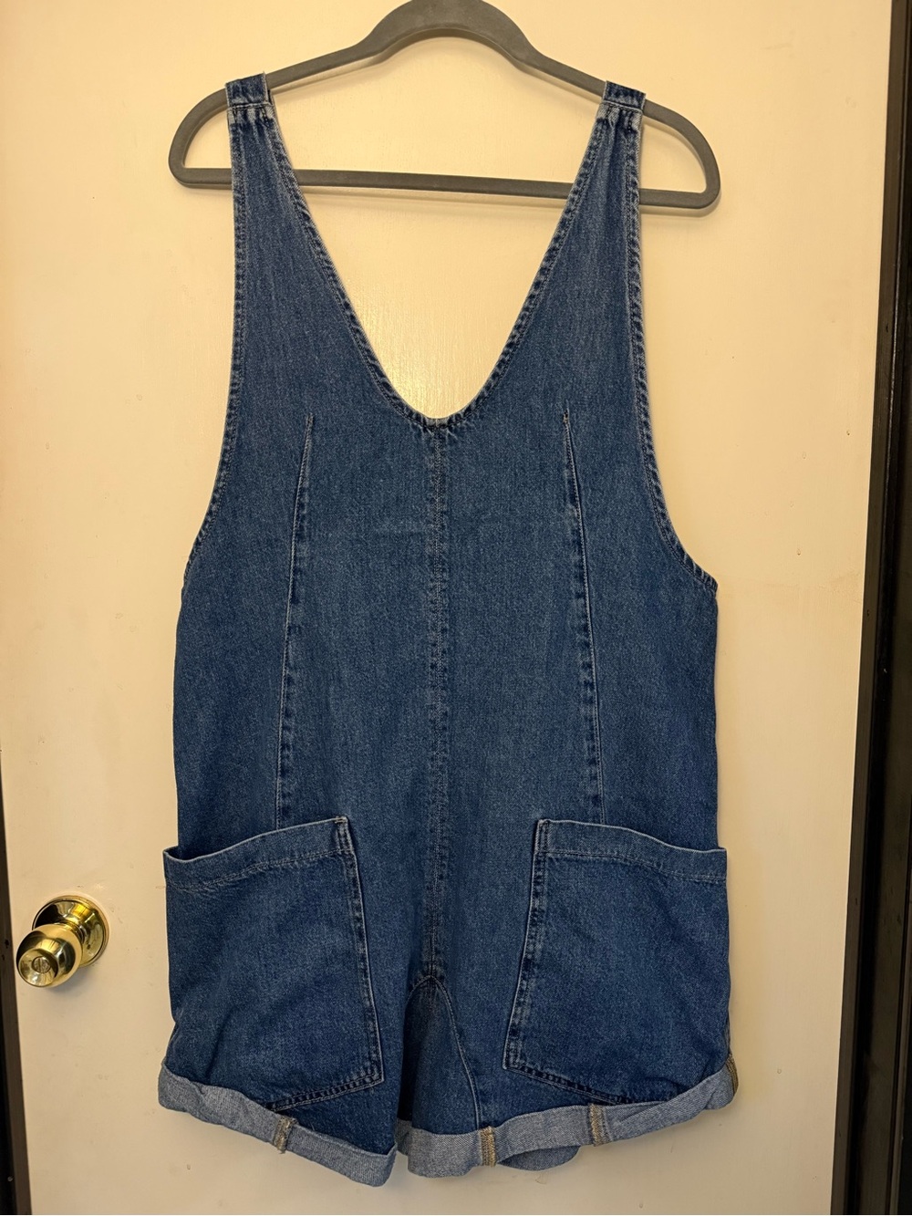 Free People Denim One-Piece Short Overalls